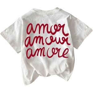 image:imageWomens Graphic Letter Tee Crew Neck Drop Shoulder Trendy Summer T Shirt Short Sleeve Vintage TopWhite Red