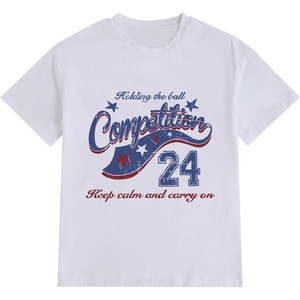 image:imageWomens Graphic Letter Tee Crew Neck Drop Shoulder Trendy Summer T Shirt Short Sleeve Vintage TopWhite and Letter Blue