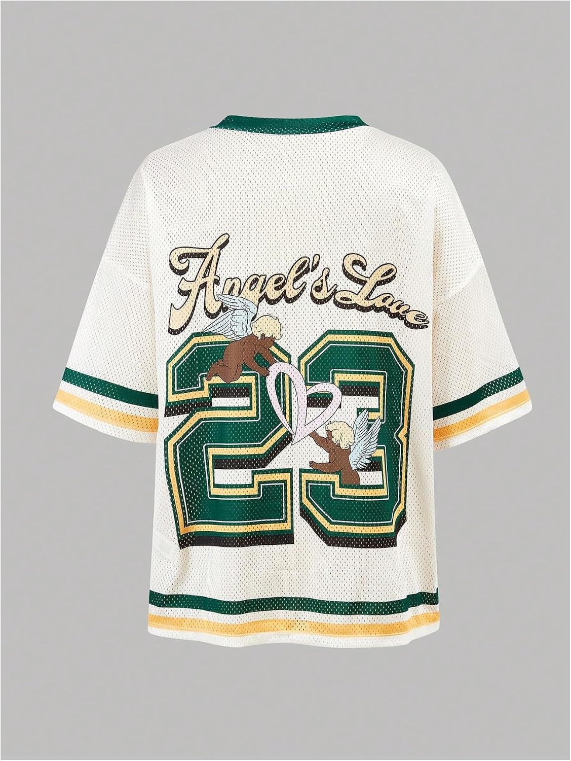 image:imageRoseSeek Girls Leopard Bows Graphic Tees Oversized Football Jersey Mesh Color Block Short Sleeve T ShirtMulticolor Green