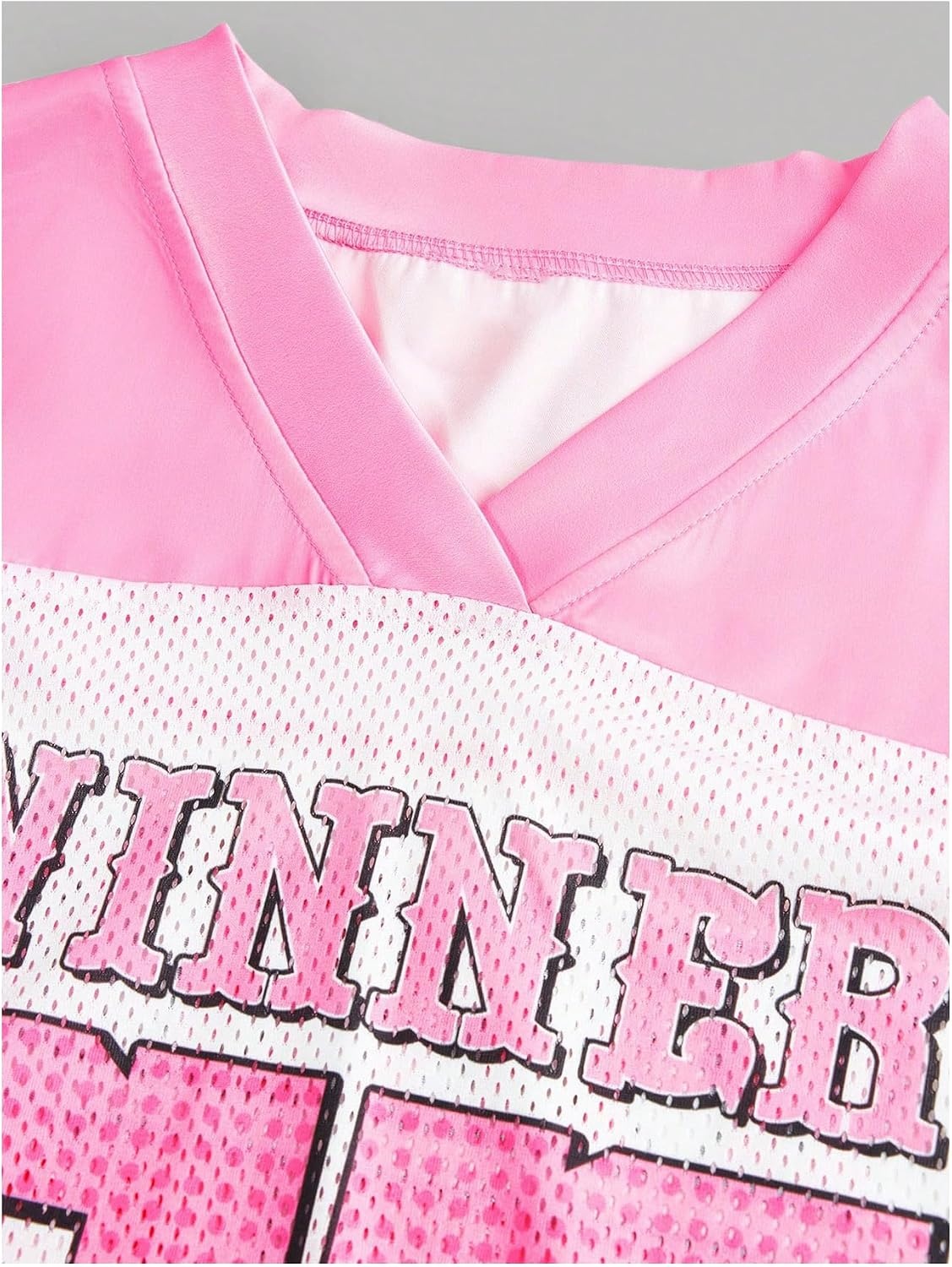 image:imageRoseSeek Girls Leopard Bows Graphic Tees Oversized Football Jersey Mesh Color Block Short Sleeve T ShirtMulticolor Pink