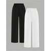 image:imageRoseSeek 2 Pack Girls Sweatpants Wide Leg Elastic Waist Pants with Pockets Baggy Joggers Track Pants TrendyBlack and White