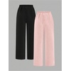 image:imageRoseSeek 2 Pack Girls Sweatpants Wide Leg Elastic Waist Pants with Pockets Baggy Joggers Track Pants TrendyMulticolor Black