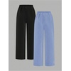 image:imageRoseSeek 2 Pack Girls Sweatpants Wide Leg Elastic Waist Pants with Pockets Baggy Joggers Track Pants TrendyMulticolor Blue