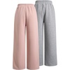 image:imageRoseSeek 2 Pack Girls Sweatpants Wide Leg Elastic Waist Pants with Pockets Baggy Joggers Track Pants TrendyPink and Grey