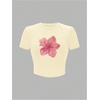 image:imageRoseSeek Floral Graphic Crop Tops for Girls Short Sleeve Slim fit Preppy Summer T Shirt Y2k Tops TrendyApricot
