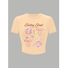 image:imageRoseSeek Floral Graphic Crop Tops for Girls Short Sleeve Slim fit Preppy Summer T Shirt Y2k Tops TrendyBowknot Apricot