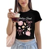 image:imageRoseSeek Floral Graphic Crop Tops for Girls Short Sleeve Slim fit Preppy Summer T Shirt Y2k Tops TrendyBowknot Black
