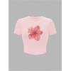 image:imageRoseSeek Floral Graphic Crop Tops for Girls Short Sleeve Slim fit Preppy Summer T Shirt Y2k Tops TrendyPink