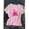 image:imageRoseSeek Floral Graphic Crop Tops for Girls Short Sleeve Slim fit Preppy Summer T Shirt Y2k Tops TrendyPink Floral