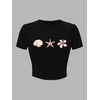 image:imageRoseSeek Floral Graphic Crop Tops for Girls Short Sleeve Slim fit Preppy Summer T Shirt Y2k Tops TrendyStarfish Black