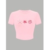 image:imageRoseSeek Floral Graphic Crop Tops for Girls Short Sleeve Slim fit Preppy Summer T Shirt Y2k Tops TrendyStarfish Pink