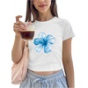 image:imageRoseSeek Floral Graphic Crop Tops for Girls Short Sleeve Slim fit Preppy Summer T Shirt Y2k Tops TrendyWhite Floral Blue