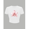 image:imageRoseSeek Floral Graphic Crop Tops for Girls Short Sleeve Slim fit Preppy Summer T Shirt Y2k Tops TrendyWhite Pink Floral