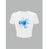 image:imageRoseSeek Floral Graphic Crop Tops for Girls Short Sleeve Slim fit Preppy Summer T Shirt Y2k Tops TrendyWhite and Blue