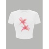 image:imageRoseSeek Floral Graphic Crop Tops for Girls Short Sleeve Slim fit Preppy Summer T Shirt Y2k Tops TrendyWhite and Pink