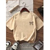 image:imageRoseSeek Girls 2 Pack Bow Leopard Graphic Tees Short Sleeve Preppy Summer Tops Aesthetic Baggy Tops TrendyBlue and Beige