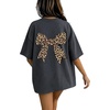 image:imageRoseSeek Girls 2 Pack Bow Leopard Graphic Tees Short Sleeve Preppy Summer Tops Aesthetic Baggy Tops TrendyGrey and Beige