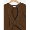 image:imageRoseSeek Girls 2 Packs Open Back Backless Tops Criss Cross Short Sleeve T Shirts Crewneck Casual TeesBeige and Brown