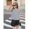 image:imageRoseSeek Girls 2 Packs Open Back Backless Tops Criss Cross Short Sleeve T Shirts Crewneck Casual TeesBeige and Grey