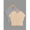 image:imageRoseSeek Girls 2 Packs Open Back Backless Tops Criss Cross Short Sleeve T Shirts Crewneck Casual TeesBeige and Grey