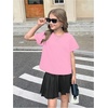 image:imageRoseSeek Girls 2 Packs Open Back Backless Tops Criss Cross Short Sleeve T Shirts Crewneck Casual TeesBeige and Pink