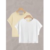 image:imageRoseSeek Girls 2 Packs Open Back Backless Tops Criss Cross Short Sleeve T Shirts Crewneck Casual TeesBeige and White