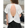 image:imageRoseSeek Girls 2 Packs Open Back Backless Tops Criss Cross Short Sleeve T Shirts Crewneck Casual TeesBlack White