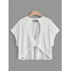 image:imageRoseSeek Girls 2 Packs Open Back Backless Tops Criss Cross Short Sleeve T Shirts Crewneck Casual TeesBlack White