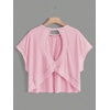 image:imageRoseSeek Girls 2 Packs Open Back Backless Tops Criss Cross Short Sleeve T Shirts Crewneck Casual TeesBlack and Pink
