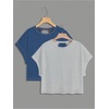 image:imageRoseSeek Girls 2 Packs Open Back Backless Tops Criss Cross Short Sleeve T Shirts Crewneck Casual TeesGrey and Blue