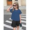 image:imageRoseSeek Girls 2 Packs Open Back Backless Tops Criss Cross Short Sleeve T Shirts Crewneck Casual TeesGrey and Blue