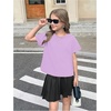 image:imageRoseSeek Girls 2 Packs Open Back Backless Tops Criss Cross Short Sleeve T Shirts Crewneck Casual TeesGrey and Purple