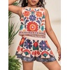 image:imageRoseSeek Girls 2 Piece Outfits Boho Floral Print Crew Neck Tank Top and Wide Leg Shorts SetOrange