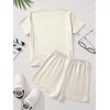image:imageRoseSeek Girls 2 Piece Outfits Cherry Bow Graphic Tee Shirt and Shorts Set Cute Summer OutfitsBeige
