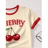 image:imageRoseSeek Girls 2 Piece Outfits Cherry Bow Graphic Tee Shirt and Shorts Set Cute Summer OutfitsBeige Red