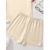 image:imageRoseSeek Girls 2 Piece Outfits Cherry Bow Graphic Tee Shirt and Shorts Set Cute Summer OutfitsBeige Red
