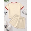 image:imageRoseSeek Girls 2 Piece Outfits Cherry Bow Graphic Tee Shirt and Shorts Set Cute Summer OutfitsBeige Red