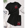 image:imageRoseSeek Girls 2 Piece Outfits Cherry Bow Graphic Tee Shirt and Shorts Set Cute Summer OutfitsBlack