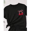 image:imageRoseSeek Girls 2 Piece Outfits Cherry Bow Graphic Tee Shirt and Shorts Set Cute Summer OutfitsBlack