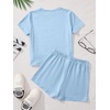 image:imageRoseSeek Girls 2 Piece Outfits Cherry Bow Graphic Tee Shirt and Shorts Set Cute Summer OutfitsBlue