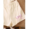 image:imageRoseSeek Girls 2 Piece Outfits Cherry Bow Graphic Tee Shirt and Shorts Set Cute Summer OutfitsBow Beige