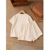 image:imageRoseSeek Girls 2 Piece Outfits Cherry Bow Graphic Tee Shirt and Shorts Set Cute Summer OutfitsBow Beige