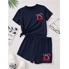 image:imageRoseSeek Girls 2 Piece Outfits Cherry Bow Graphic Tee Shirt and Shorts Set Cute Summer OutfitsDeep Blue
