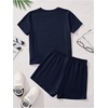 image:imageRoseSeek Girls 2 Piece Outfits Cherry Bow Graphic Tee Shirt and Shorts Set Cute Summer OutfitsDeep Blue