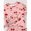image:imageRoseSeek Girls 2 Piece Outfits Cherry Bow Graphic Tee Shirt and Shorts Set Cute Summer OutfitsFloral Pink