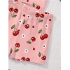 image:imageRoseSeek Girls 2 Piece Outfits Cherry Bow Graphic Tee Shirt and Shorts Set Cute Summer OutfitsFloral Pink