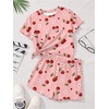 image:imageRoseSeek Girls 2 Piece Outfits Cherry Bow Graphic Tee Shirt and Shorts Set Cute Summer OutfitsFloral Pink
