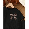 image:imageRoseSeek Girls 2 Piece Outfits Cherry Bow Graphic Tee Shirt and Shorts Set Cute Summer OutfitsGraphic Black