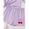 image:imageRoseSeek Girls 2 Piece Outfits Cherry Bow Graphic Tee Shirt and Shorts Set Cute Summer OutfitsMauve Purple