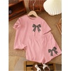 image:imageRoseSeek Girls 2 Piece Outfits Cherry Bow Graphic Tee Shirt and Shorts Set Cute Summer OutfitsMix Pink